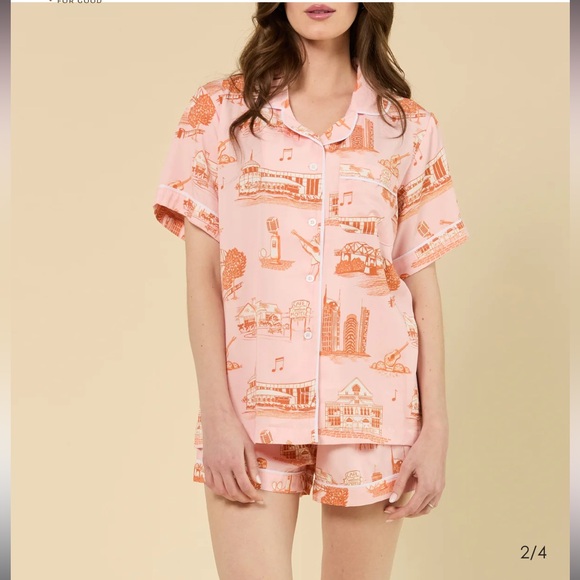 NEW KATIE KIME nashville toile pajama short set in pink XL 2X
